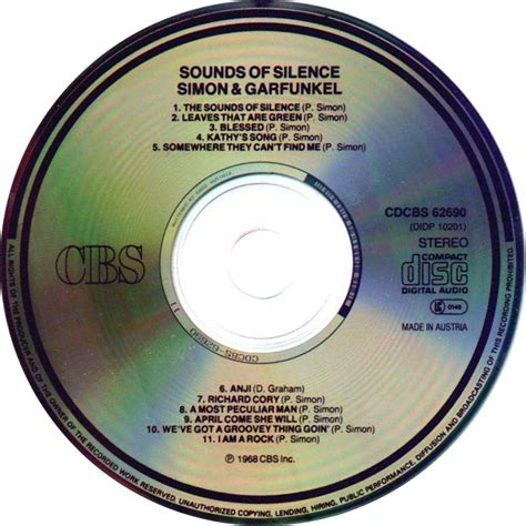 Car Tula Cd De Simon Garfunkel Sounds Of Silence Portada