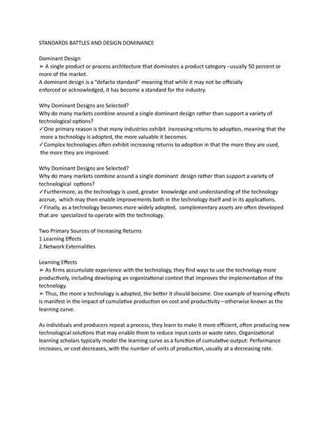 Standard Battles and Design Dominance - STANDARDS BATTLES AND DESIGN