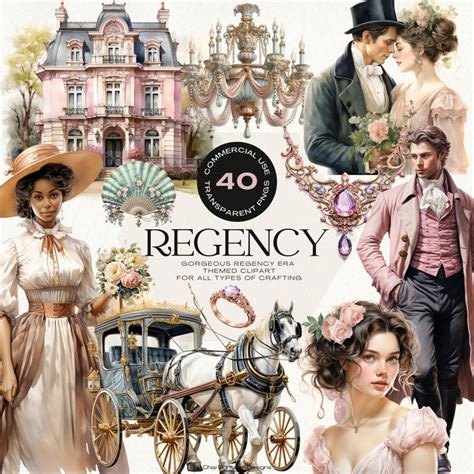 Regency Era Clipart Vintage Romance Clipart Bundle Regency Watercolor