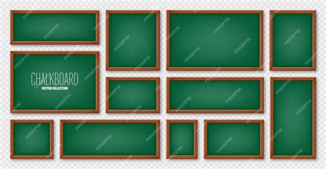 Premium Vector Realistic Various Chalkboards In A Wooden Frame Green