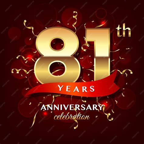 Premium Vector 81th Anniversary Logo Design With Golden Number And