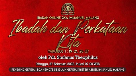 Ibadah Umum Online Gka Immanuel Malang Minggu Februari Youtube