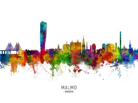 Malmo Sweden Skyline Digital Art by Michael Tompsett - Pixels