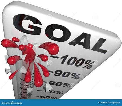 Percentage Progress To Goals Thermometer Growth Success Stock Photo