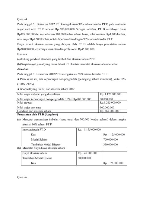 Soal Jawab AKL 1 Student Quiz 4 Pada Tanggal 31 Desember 2012 PT