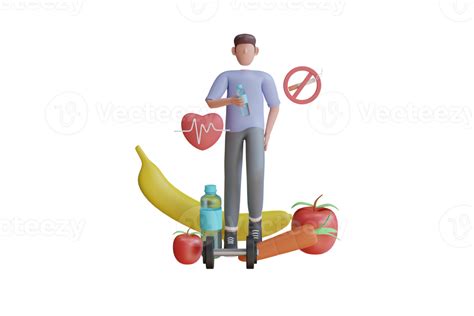 3d Illustration Of Healthy Lifestyle Balanced Diet And Body Wellbeing Healthy Living 3d