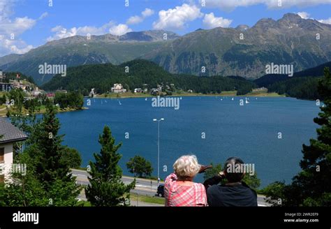 Swiss Alps Sailing On Lake St Moritz In The Upper Engadin Segeln