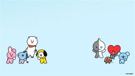 Koya Chimmy Rj Shooky Mang Cooky In Blue Background Hd Bt21 Wallpapers Hd Wallpapers Id