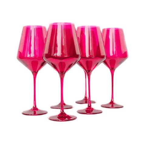 Fuchsia Stemmed Wine Glasses Nonesuch