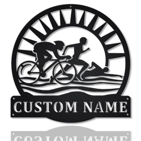 Triathlon Metal Sign Personalized Metal Name Signs Home Decor Sport