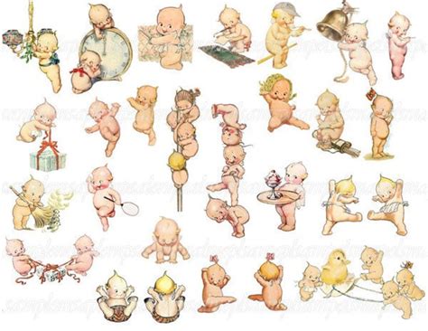 Baby Kewpie Doll Clip Art Transparent PNG Files Digital Collage Sheet