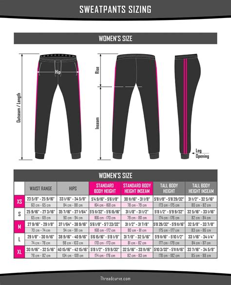 Sweatpants Size Chart For Women And Men Threadcurve 55 Off