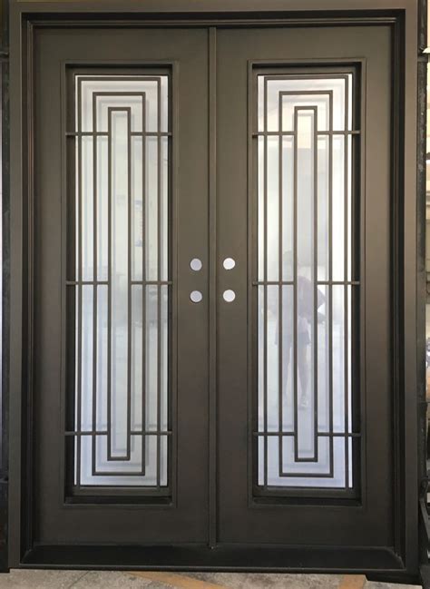 Exterior Wrought Iron Double Entry Door With Double Operable Insulatio