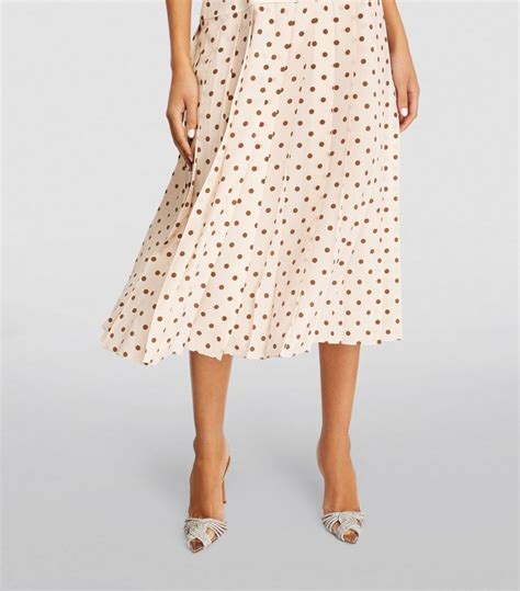 Womens Alessandra Rich Brown Silk Polka Dot Midi Dress Harrods Uk