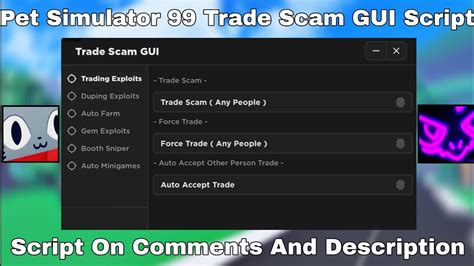 Pet Simulator 99 Trade Scam GUI Script Auto Dupe Pets Auto Dupe Gems