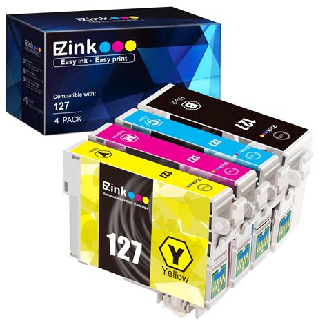 E Z Ink 127 T127 Ink Cartridge 4pack For Epson Nx530 Wf 3520 3530 3540 7010 7510 7520 545 645