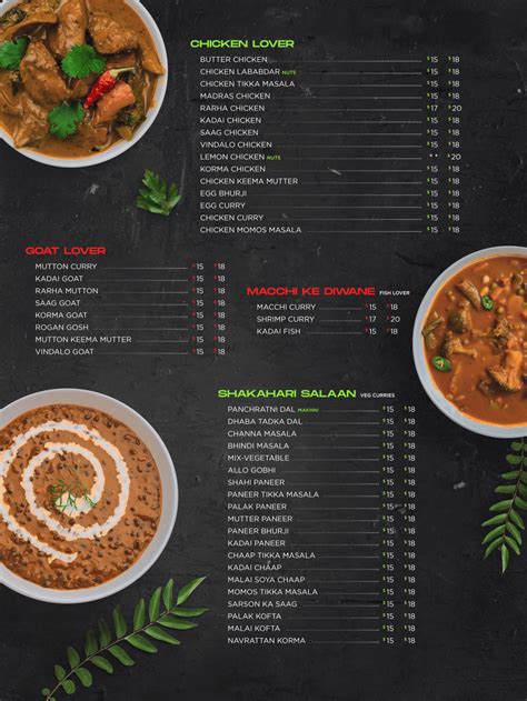 Menu Prices Sardar Ji