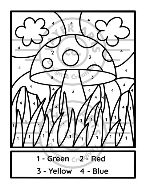 Mushroom Color by Number Classroom Activity Sheet Kindergarten ...