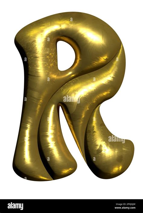 Shiny Gold Balloon Metallic Letter R Capital 3D Clipart Stock Photo