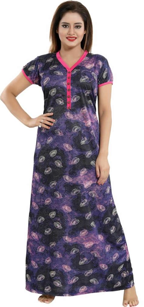 Babesa Women Multicolor Floral Print Satin Nighty Free Size Jiomart