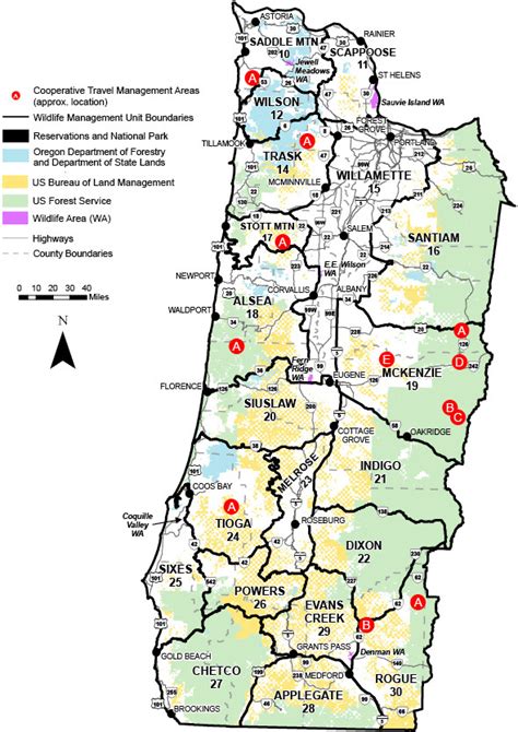 Western Oregon Unit Map Oregon Hunting Eregulations