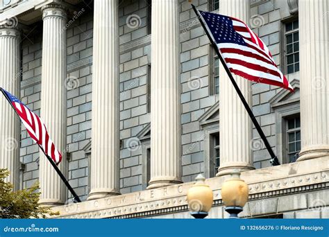 government building   flag   united states  america stock