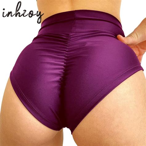 Women Sexy High Waist Workout Fitness Shorts Ruched Back Cheer Booty