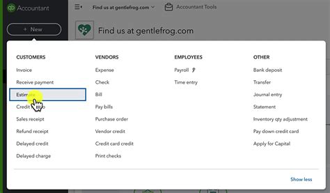 How To Create An Estimate In Quickbooks Online Gentle Frog