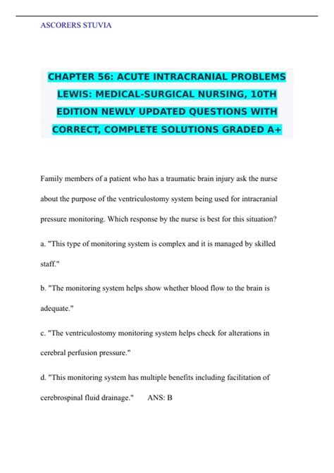 Chapter Acute Intracranial Problems Lewis Medical Surgical Nursing