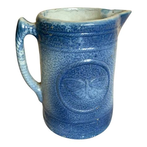 Pitchers Blue Pottery Pitcher Antique Stoneware