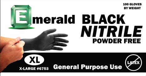 Emerald General Purpose Black Nitrile Gloves