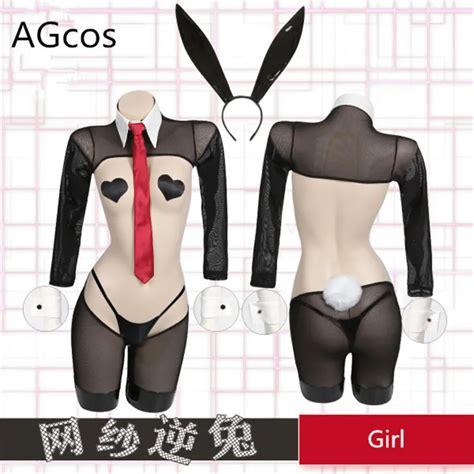 AGCOS REVERSE Rabbit Patent Leather Bikini Swimsuits Bunny Girl Cosplay Costume Woman Sexy