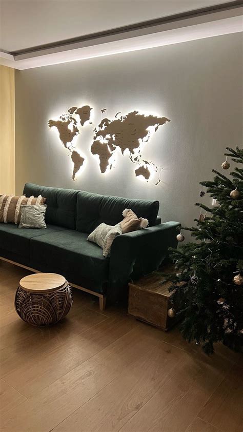 Wood World Map Wall Art With Light Large Led Travel World Map Office Wall Art Decor For Living