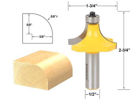 Yonico 58 Radius Round Over Edge Forming Router Bit 12 Shank