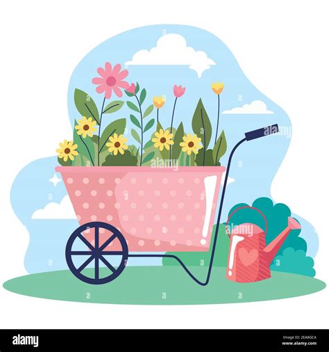 Wheelbarrow With Flowers Clipart