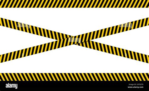 Set Of Horizontal And Crossed Caution Tapes With Black And Yellow