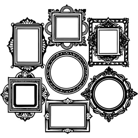 Six Black And White Ornate Frames Premium AI Generated Vector