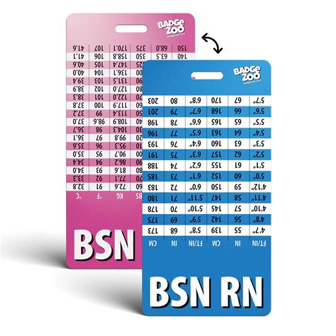 Rn Bsn Badge Buddy Pinkblue Vertical Heavy Duty With Conversion Table