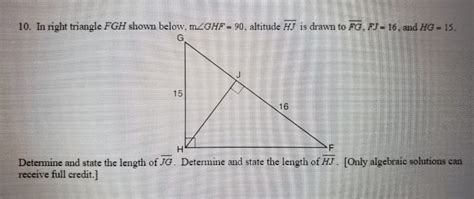 Answered 10 In Right Triangle Fgh Shown Below Bartleby