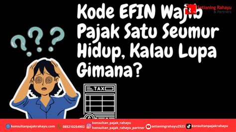 kode efin wajib pajak satu seumur hidup  lupa gimana