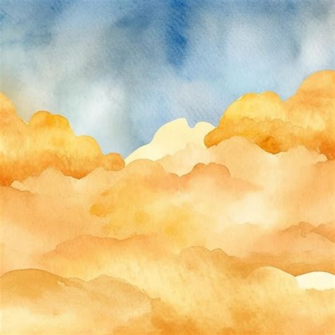 Una Pintura De Acuarela De Nubes Y El Cielo Con Las Palabras Naranja