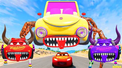 Epic Escape From The Lightning Mcqueen Demon Eater Car Cartoons Eater