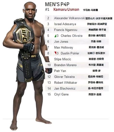 Ufc男子p4p排名更新 哔哩哔哩