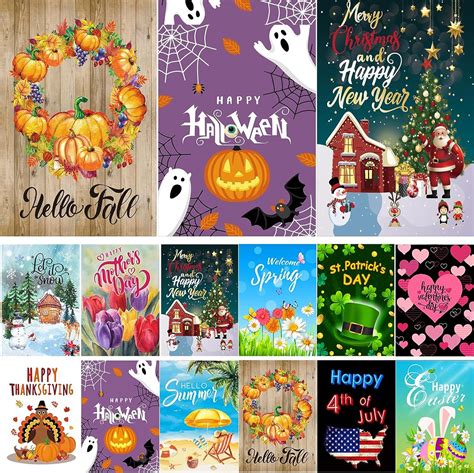Cdlong Seasonal Garden Flag Set Of 12 Double Sided 12 X 18 Inch Yard