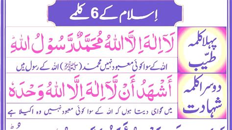 Kalimas In Islam With Urdu Translation Six Kalmas Learn Six