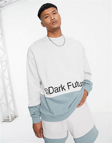 Asos Dark Future Co Ord With Logo Print In Grey Asos