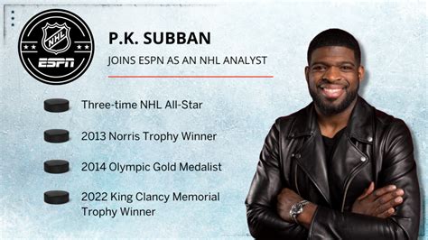 ESPN Signs P K Subban To Multi Year Contract For NHL Coverage ESPN