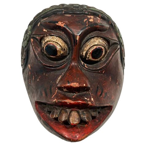 Vintage Blackgold Bali Topeng Dance Mask Indonesia Hand Carved