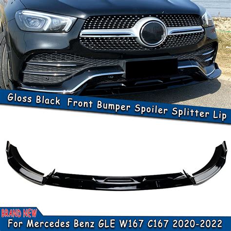 For Mercedes Benz Gle W167 C167 2020 2023 Front Bumper Spoiler Lip Gloss Black Ebay