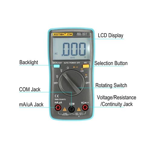 ZT98 Mini Auto Range Digitale Multimeter 1999 Telt Grandado